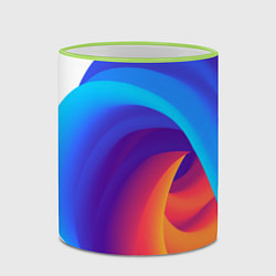 Кружка 3D Неоновые волны абстракция, цвет: 3D-светло-зеленый кант — фото 2