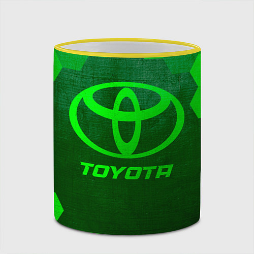 Кружка цветная Toyota - green gradient / 3D-Желтый кант – фото 2