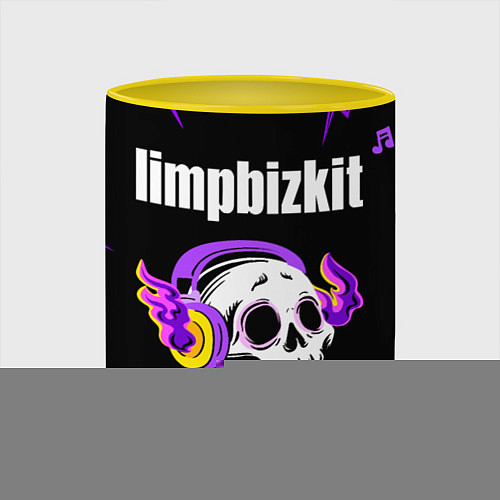 Кружка цветная Limp Bizkit неоновый череп / 3D-Белый + желтый – фото 2