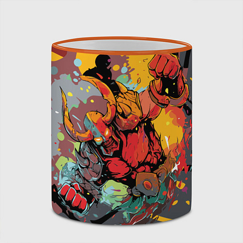 Кружка цветная Красный викинг / 3D-Оранжевый кант – фото 2