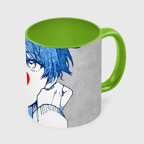 Кружка цветная Манга a boy love / 3D-Белый + светло-зеленый – фото 1