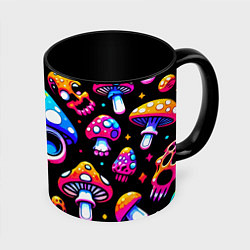 Кружка 3D Ice cream skull and fly agaric - ai art fantasy, цвет: 3D-белый + черный