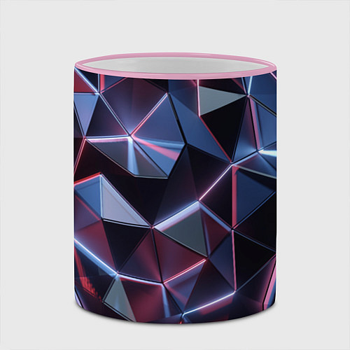 Кружка цветная Неоновые геометрические плиты / 3D-Розовый кант – фото 2