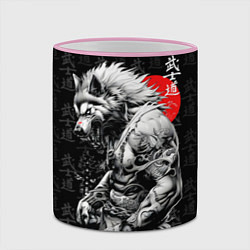 Кружка 3D Волк воин - японская гравюра, цвет: 3D-розовый кант — фото 2