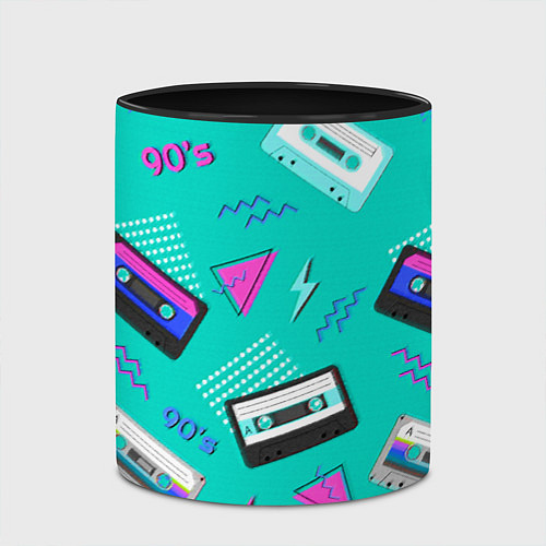 Кружка цветная Бирюзовая кассета из 90-х / 3D-Белый + черный – фото 2