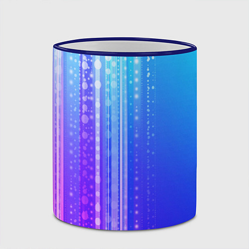 Кружка цветная Неоновая абстракция полосы / 3D-Синий кант – фото 2
