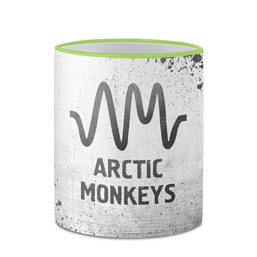 Кружка цветная Arctic Monkeys - white gradient / 3D-Светло-зеленый кант – фото 2