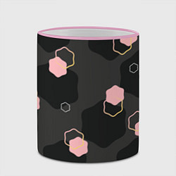 Кружка 3D Геометрия на темном фоне, цвет: 3D-розовый кант — фото 2