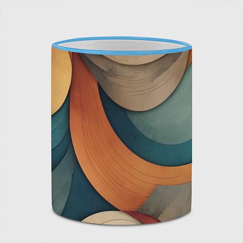 Кружка цветная Абстракция теплые контрасты / 3D-Небесно-голубой кант – фото 2