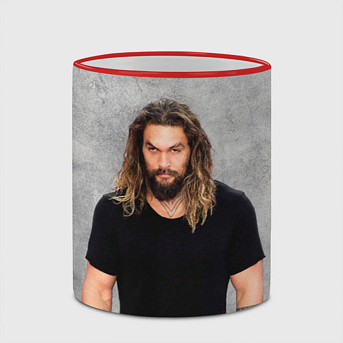 Кружка цветная Jason Momoa / 3D-Красный кант – фото 2