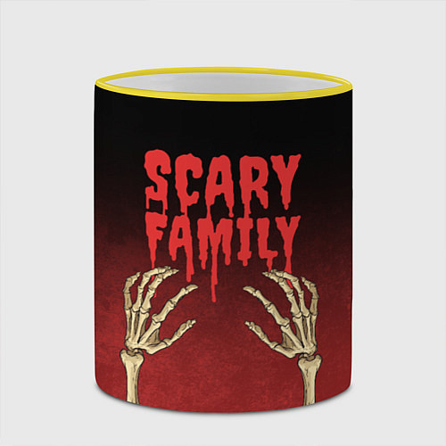 Кружка цветная Scary famyli / 3D-Желтый кант – фото 2