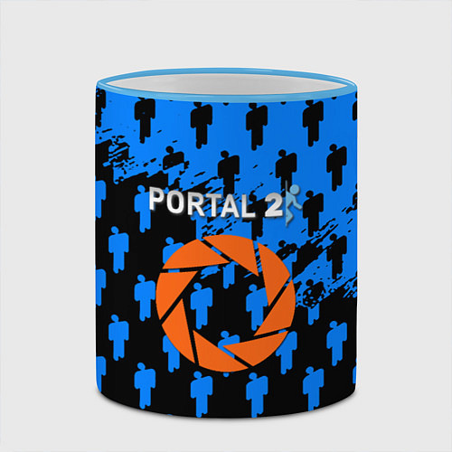 Кружка цветная Portal человечки / 3D-Небесно-голубой кант – фото 2