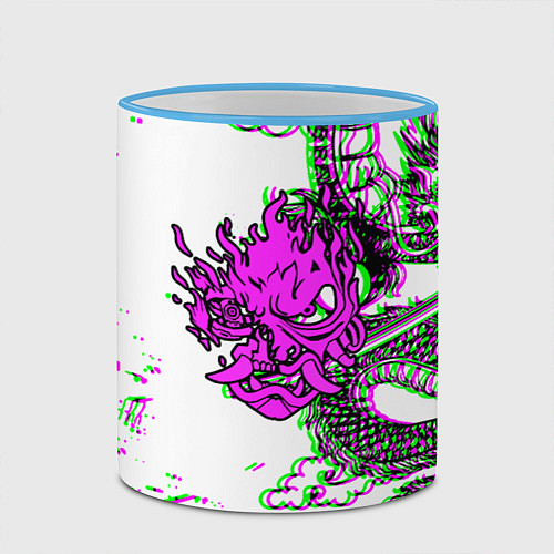Кружка цветная Cyberpunk neon dragon / 3D-Небесно-голубой кант – фото 2