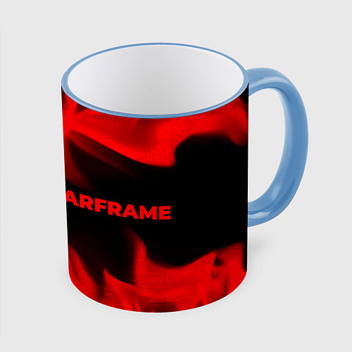 Кружка цветная Warframe - red gradient по-горизонтали / 3D-Небесно-голубой кант – фото 1