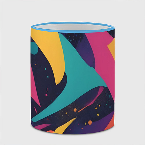 Кружка цветная Космос яркая абстракция / 3D-Небесно-голубой кант – фото 2