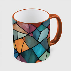 Кружка 3D Мозаика цветное стекло, цвет: 3D-оранжевый кант