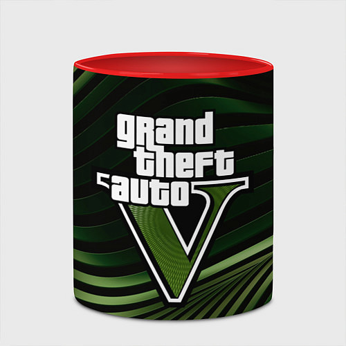 Кружка цветная Grand Theft Auto V - logo / 3D-Белый + красный – фото 2