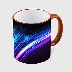 Кружка 3D Неоновые звёзды текстура, цвет: 3D-оранжевый кант