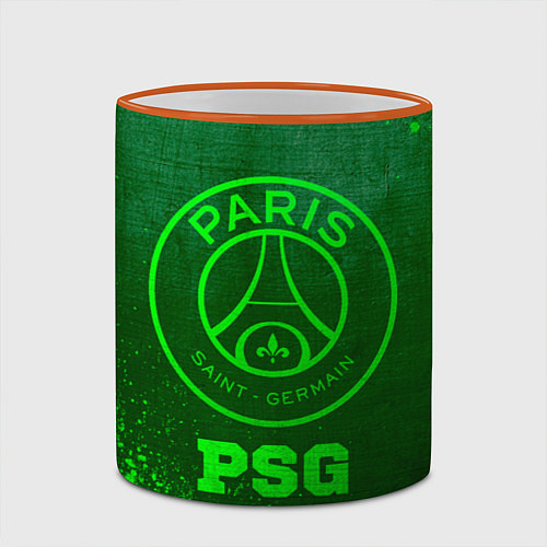 Кружка цветная PSG - green gradient / 3D-Оранжевый кант – фото 2