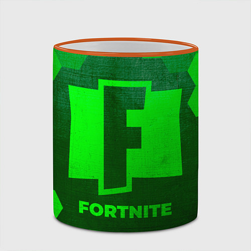 Кружка цветная Fortnite - green gradient / 3D-Оранжевый кант – фото 2