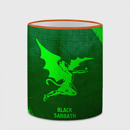 Кружка цветная Black Sabbath - green gradient / 3D-Оранжевый кант – фото 2