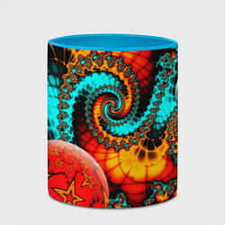 Кружка 3D Фрактальный узор из фигур, цвет: 3D-белый + небесно-голубой — фото 2