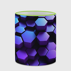 Кружка 3D Абстрактные трехмерные фиолетовые гексагоны, цвет: 3D-светло-зеленый кант — фото 2