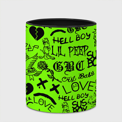 Кружка цветная Lil Peep кислотный паттерн / 3D-Белый + черный – фото 2
