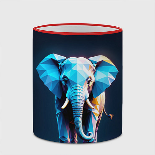 Кружка цветная Синий геометрический слон / 3D-Красный кант – фото 2