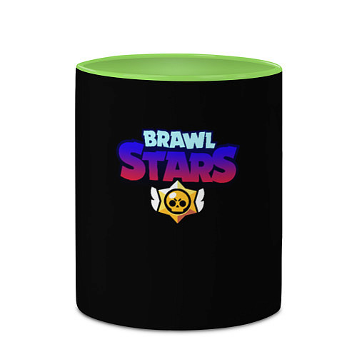 Кружка цветная Brawl stars neon logo / 3D-Белый + светло-зеленый – фото 2