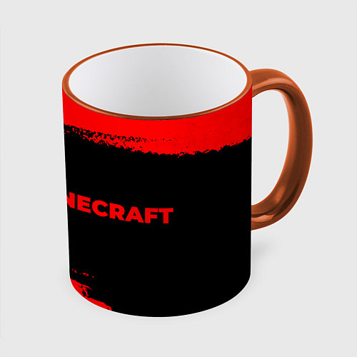 Кружка цветная Minecraft - red gradient по-горизонтали / 3D-Оранжевый кант – фото 1