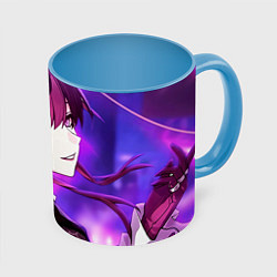 Кружка 3D Honkai Star Rail Kafka violet light, цвет: 3D-белый + небесно-голубой