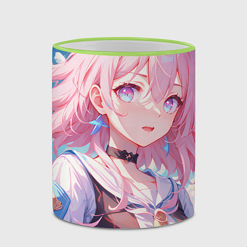 Кружка цветная Honkai Star Rail March 7th beauty / 3D-Светло-зеленый кант – фото 2
