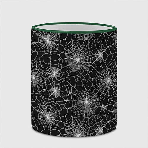 Кружка цветная Паутина - паттерн / 3D-Зеленый кант – фото 2