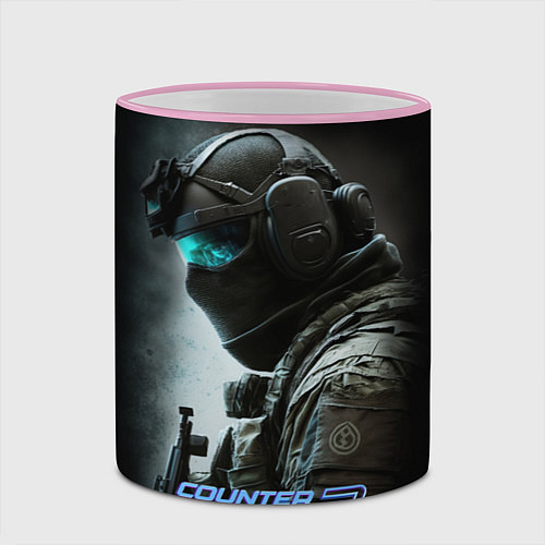 Кружка цветная Counter strike 2 спецназ / 3D-Розовый кант – фото 2