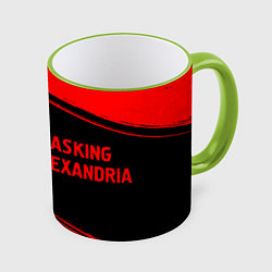 Кружка 3D Asking Alexandria - red gradient по-горизонтали, цвет: 3D-светло-зеленый кант