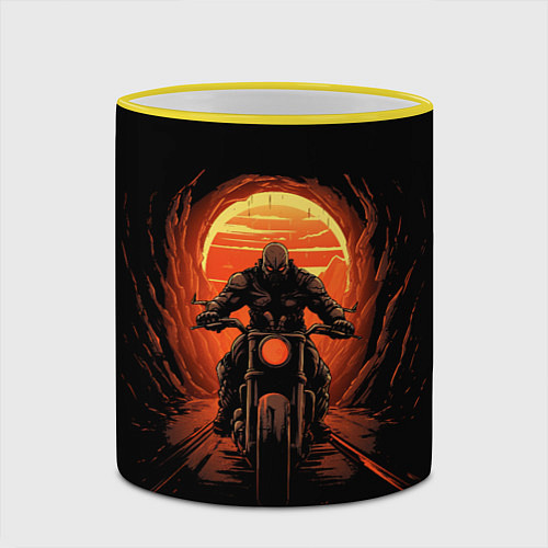 Кружка цветная Байкер в маске / 3D-Желтый кант – фото 2