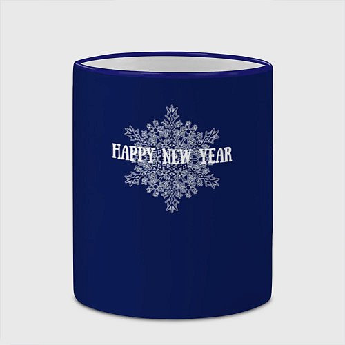 Кружка цветная Happy New Year синий со снежинкой / 3D-Синий кант – фото 2