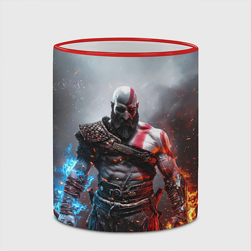 Кружка цветная God of War Кратос / 3D-Красный кант – фото 2