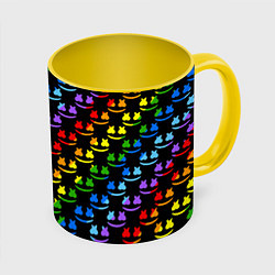 Кружка 3D Marshmello pattern neon, цвет: 3D-белый + желтый