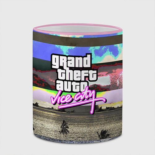 Кружка цветная Vice city glitch / 3D-Розовый кант – фото 2