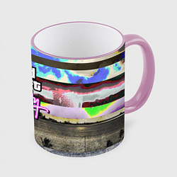 Кружка 3D Vice city glitch, цвет: 3D-розовый кант