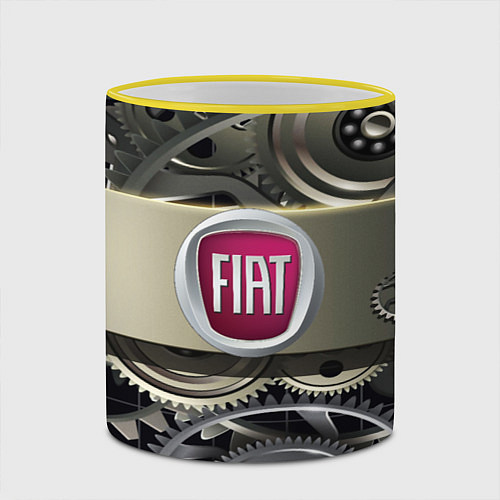 Кружка цветная FIAT logo motors / 3D-Желтый кант – фото 2