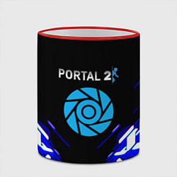 Кружка 3D Portal 2 неоновая текстура, цвет: 3D-красный кант — фото 2