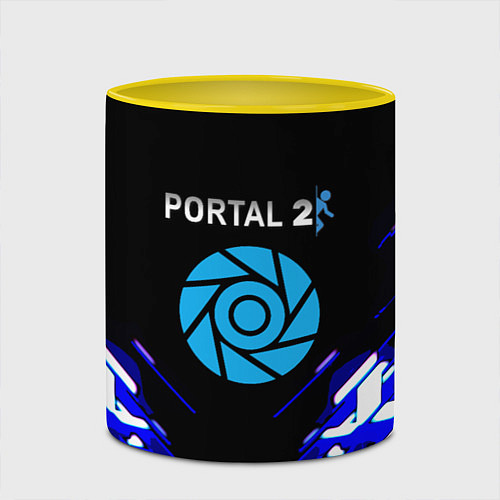 Кружка цветная Portal 2 неоновая текстура / 3D-Белый + желтый – фото 2