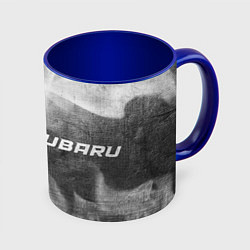 Кружка 3D Subaru - grey gradient по-горизонтали, цвет: 3D-белый + синий