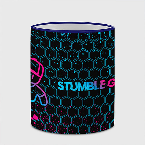 Кружка цветная Stumble Guys - neon gradient по-горизонтали / 3D-Синий кант – фото 2