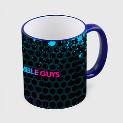 Кружка 3D Stumble Guys - neon gradient по-горизонтали, цвет: 3D-синий кант