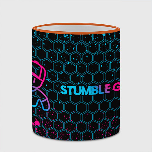 Кружка цветная Stumble Guys - neon gradient по-горизонтали / 3D-Оранжевый кант – фото 2