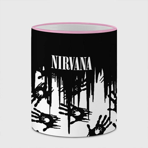 Кружка цветная Nirvana rok hand / 3D-Розовый кант – фото 2